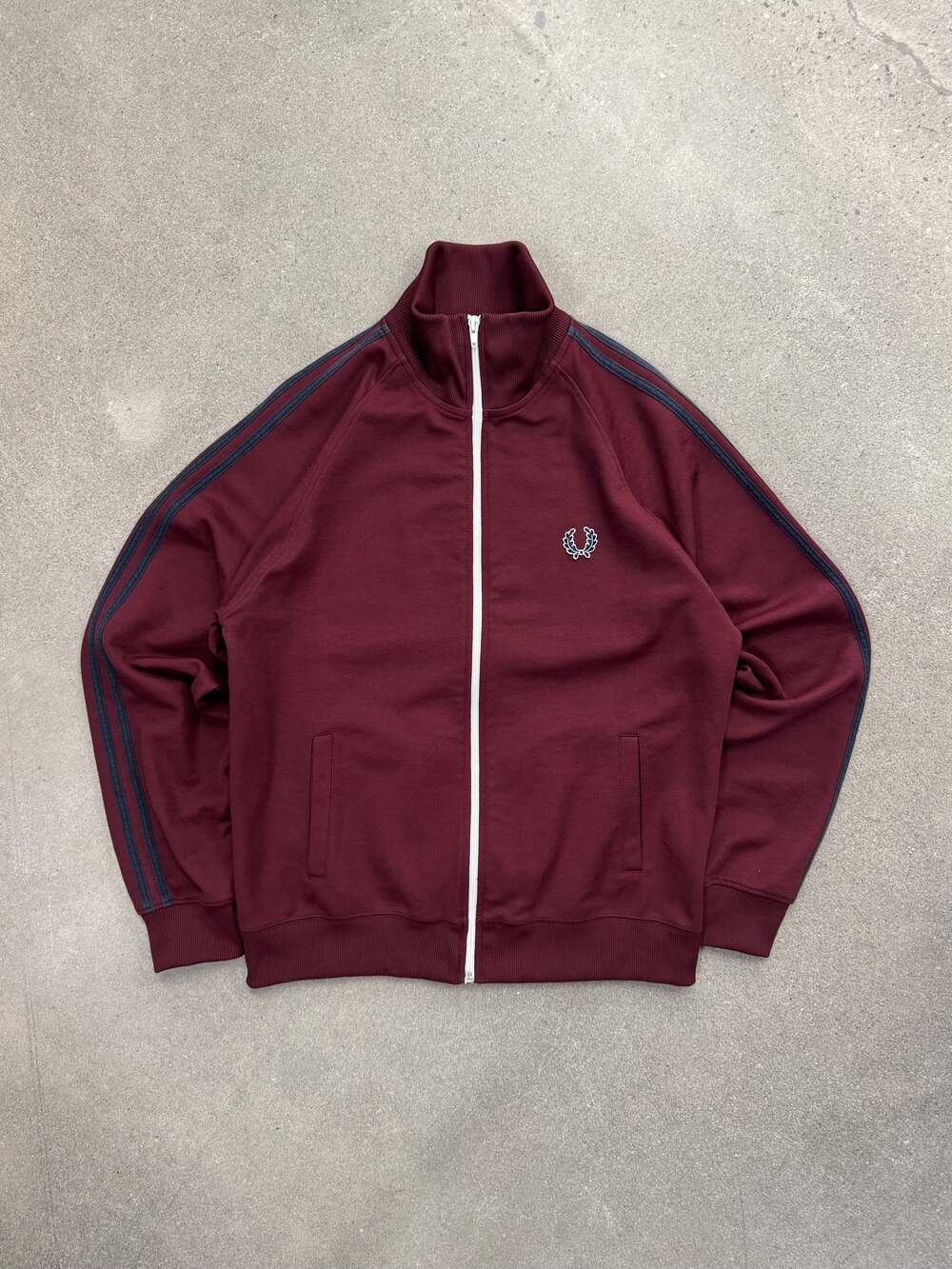 Vintage 80s Fred Perry Burgundy Zip-Up Track Jacket - M